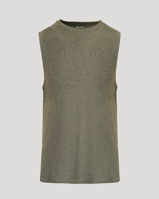 Heather Military Green Sleeveless Active Muscle Tee