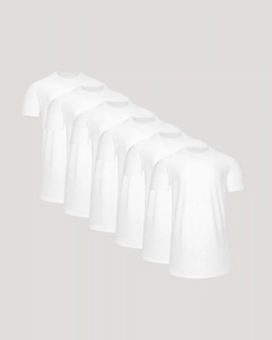 All White Tall Active Curved Hem Crew 6-Pack