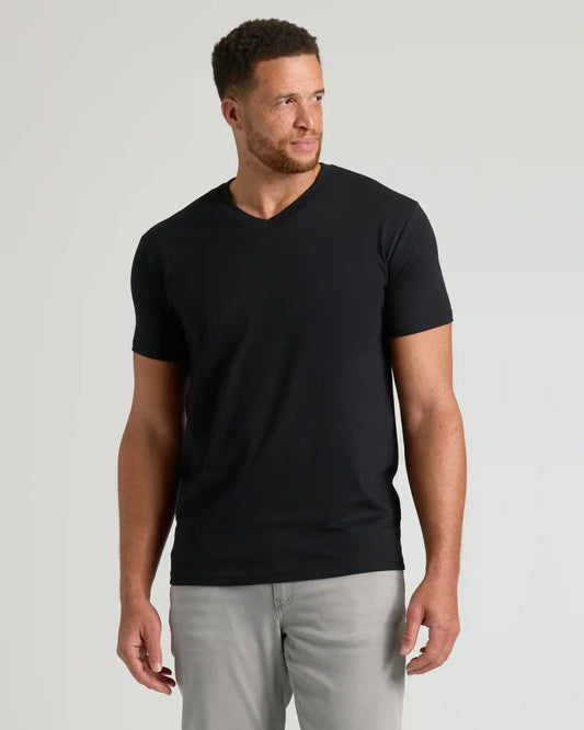 Black Short Sleeve Tall Classic V-Neck 6-Pack